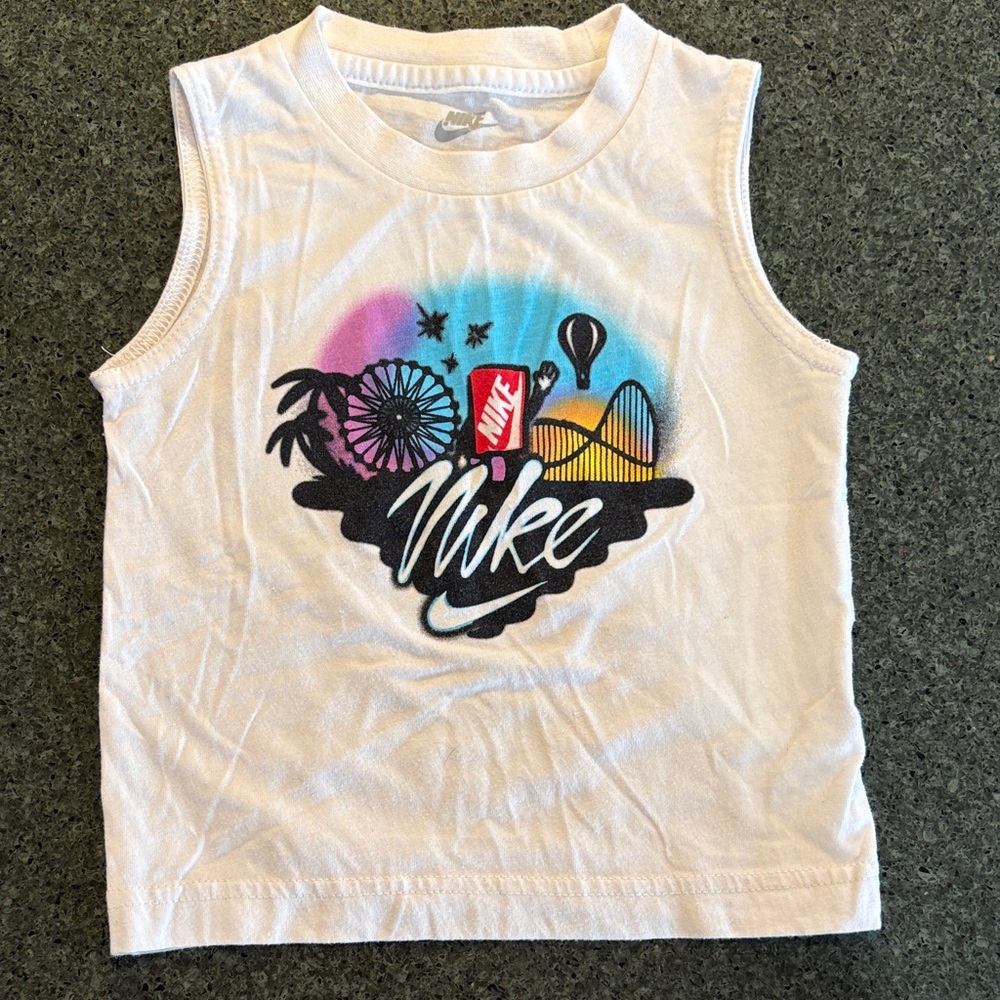 Nike Kids White Tank Top with Colorful Graphic